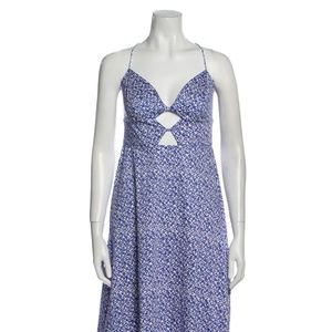 SALONI Jana Printed Midi Dress Blue Size 6